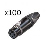 Neutrik XLR 3-Pin Female Cable Socket Black NC3FXX-BAG-D (Pack of 100)