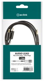 av:link Precision 3.5mm stereo plug to 2xRCA plugs lead 1.5m - 112.134UK