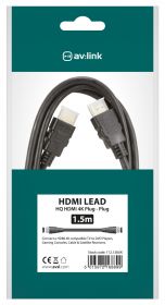 av:link HQ 4K ready high speed HDMI lead with Ethernet 1.5m - 112.138UK