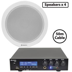 Adastra 4 x 6W Ceiling Speaker PA with 30W BT/USB Mixer-amp 300.010UK
