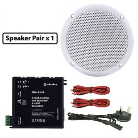 Adastra 2 x 5" White IP35 Ceiling Speakers & IWA230B Bluetooth Amp 300.156UK