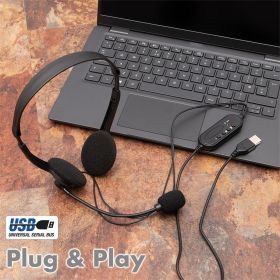 Stereo USB PC Headset with Flexible Boom Microphone