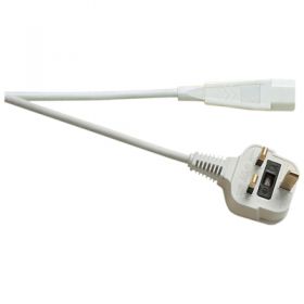 Eagle IEC Mains Lead to 3 Pin UK Plug 5A - White Lead Length (m) 1 (A145ACA)