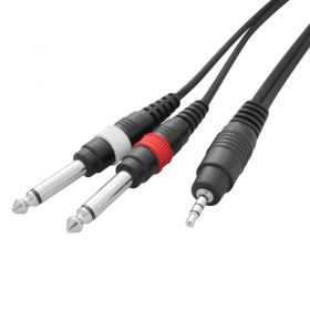 W Audio 1.5m 3.5mm Stereo Jack - 2 x 6.35mm Mono Jack Cable