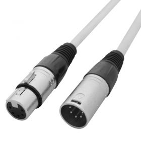 LEDJ 3m 5-Pin Male XLR - 5-Pin Female XLR DMX Cable (White Sheath)