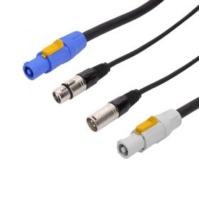 LEDJ 3m Combi PowerCON and XLR 3-Pin Male - Female DMX Cable