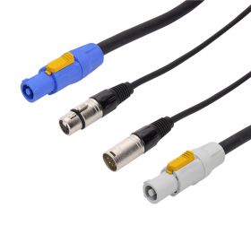 LEDJ 1.5m Combi PowerCON and XLR 5-Pin Male - Female DMX Cable