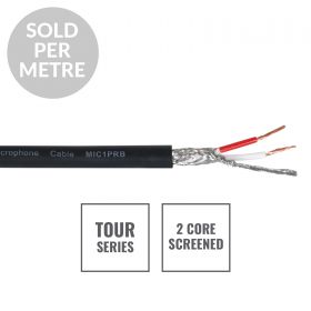 eLumen8 TOUR Screened 2 Core Microphone Cable MIC1PRB, Cut Length Black