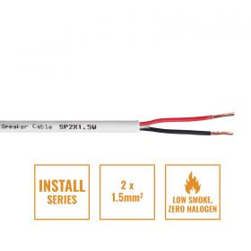 eLumen8 INSTALL LSZH 2 Core 2 x 1.5mm2 Speaker Cable SP2X1.5W, 100m Drum White