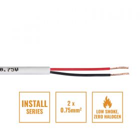 eLumen8 INSTALL LSZH 2 Core 2 x 0.75mm2 Speaker Cable SP2X0.75W, 100m Drum White