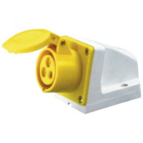 Eagle  110 V Yellow 16 A 3 Contact High Current Angled Outlet Wall Mount  (E302AC)