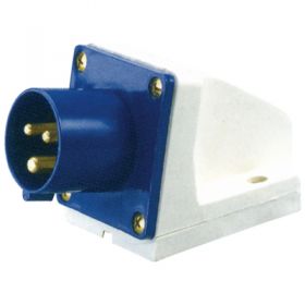 Eagle  230 V Blue 16 A 3 Contact High Current Angled Inlet Wall Mount  (E302AJ)