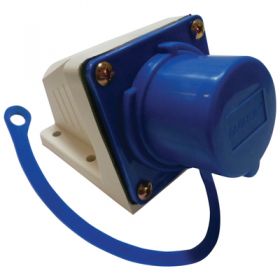 Eagle 230 V Blue 16 A 3 Contact High Current Angled Inlet Wall Mount Inc. Dust Cap  (E302AJC)
