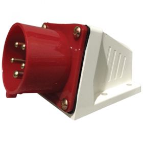 Eagle  400 V Red 16A 5 Contact High Current Angled Inlet Wall Mount  (E302AY)
