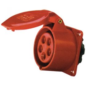 Eagle  400 V Red 16 A 5 Contact High Current Straight Outlet Panel Mount  (E302BA)