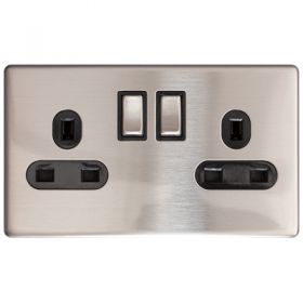 Eagle  2 Gang 13A Double Pole Switched Socket Screwless  (E345AD)