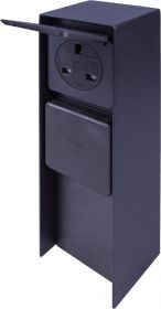 Eagle  Outdoor Stainless Steel Black Twin Mains Socket Post - Perfect for outdoor garden illumination and water features  (E702)
