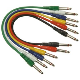 SoundLAB Standard Assorted Coloured 6.35mm Jack Plug to 6.35mm Jack Plug Screened Patch Leads (6) Lead Length (m) 0.3