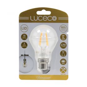 Luceco 4W LED Clear GLS Filament Lamp, B22 2700K