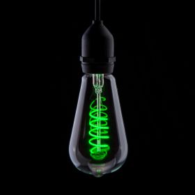 Prolite 4W Dimmable LED ST64 Spiral Funky Filament Lamp ES, Green