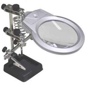 Eagle  Illuminated Helping Hands with 90 mm Magnifier Lens, Soldering Iron Rest, 2 Articulated Arms and 2 LED lights  (Y057AC)