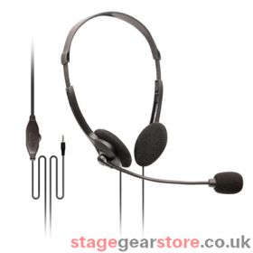 SoundLAB Stereo Headset with Rotating Boom Microphone and In-Line Volume Control