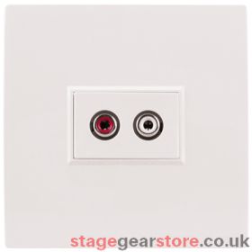 Eagle Wall Plate with 2 Phono Sockets, 1x Red and 1x White