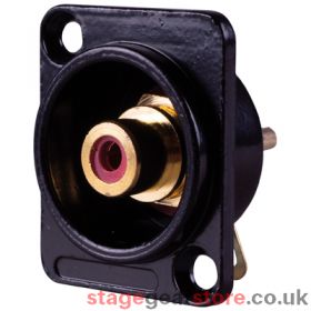 Eagle Chassis mount phono socket Compatible with D series holes. Fixings screws supplied. Colour Black / Red