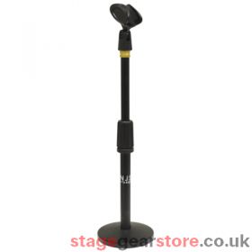 SoundLAB Telescopic Desk Microphone Stand With Round Base and Microphone Clip Black